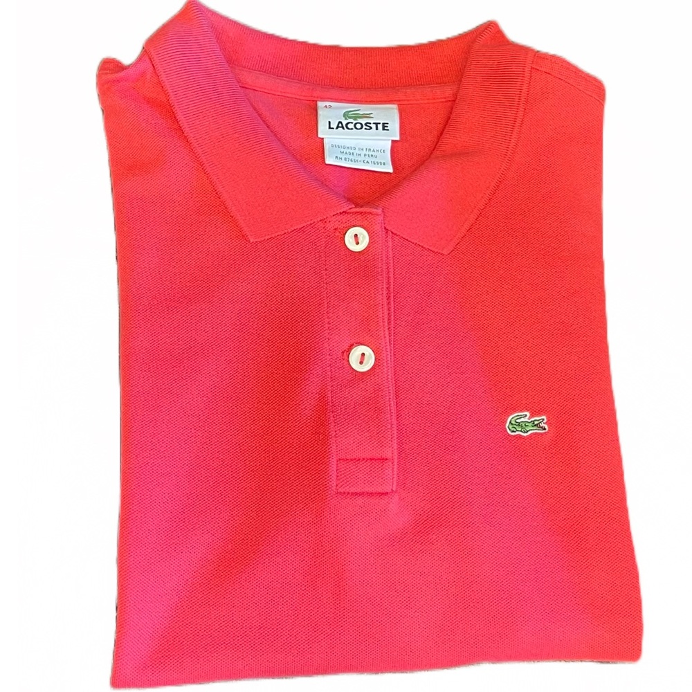 Lacoste Pink Polo Shirt Womens Size S/M